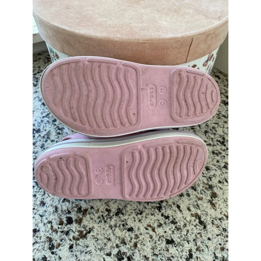 Crocs Bayaband Sandal Kids Size 11 Pink Lavender Excellent Strappy Water Shoe